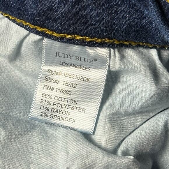 Judy Blue Women 15/32 Blue Relaxed Fit Stretch Whiskered Denim Jeans Medium Wash - Picture 4 of 7